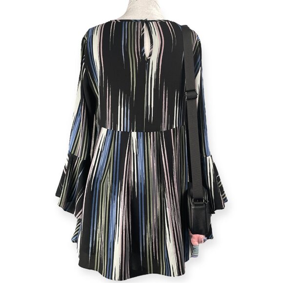 Vince Camuto Blouse Women's XS Multicolor Flowy Top Flare Sleeve Artsy Romantic - Picture 2 of 6